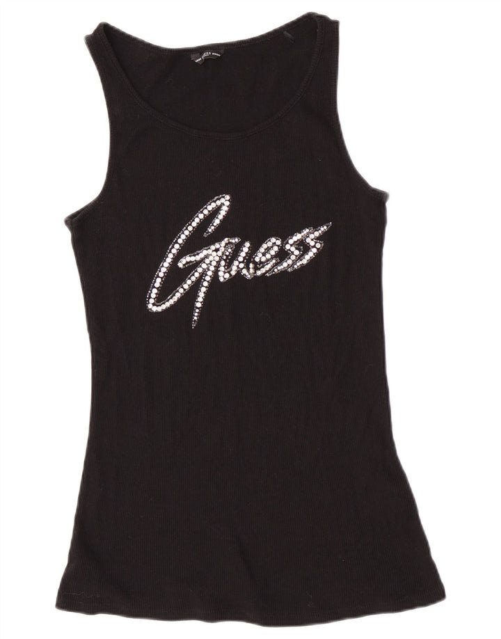 Colete feminino Guess com estampa gráfica UK 8 pequeno algodão preto