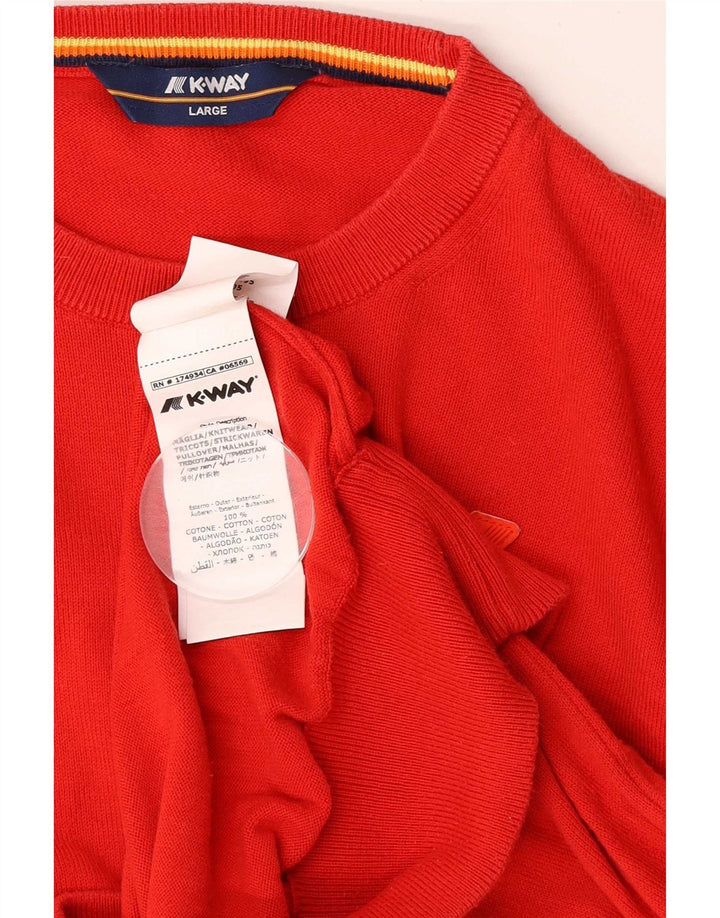 Suéter masculino K-Way com gola redonda, grande algodão vermelho