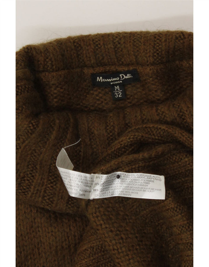 Suéter feminino Massimo Dutti com gola redonda Reino Unido 12 acrílico cáqui médio