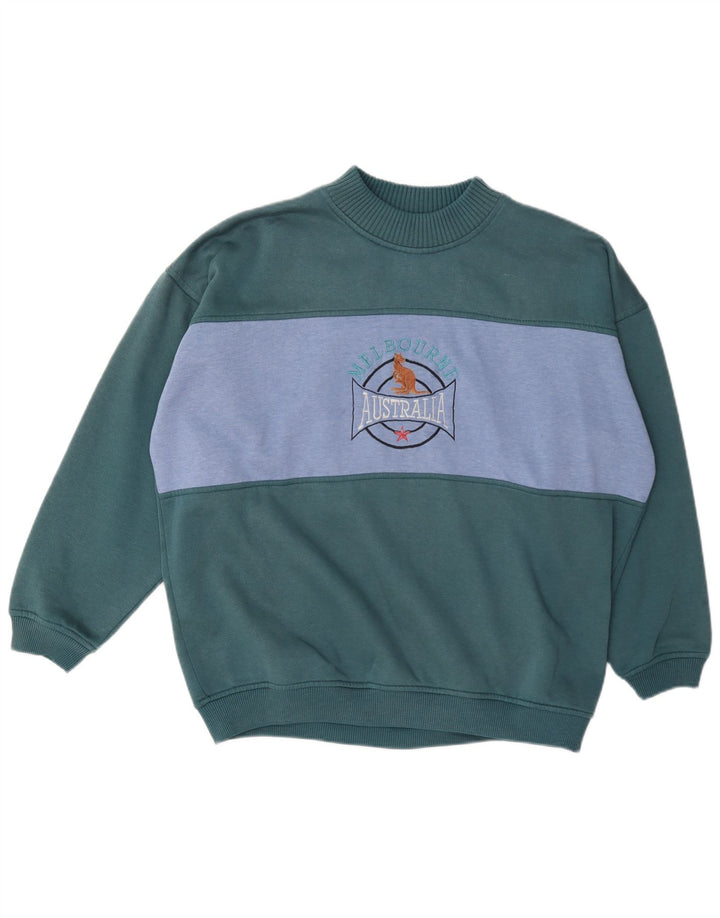 Camisola gráfica masculina vintage XL verde Colourblock poliéster