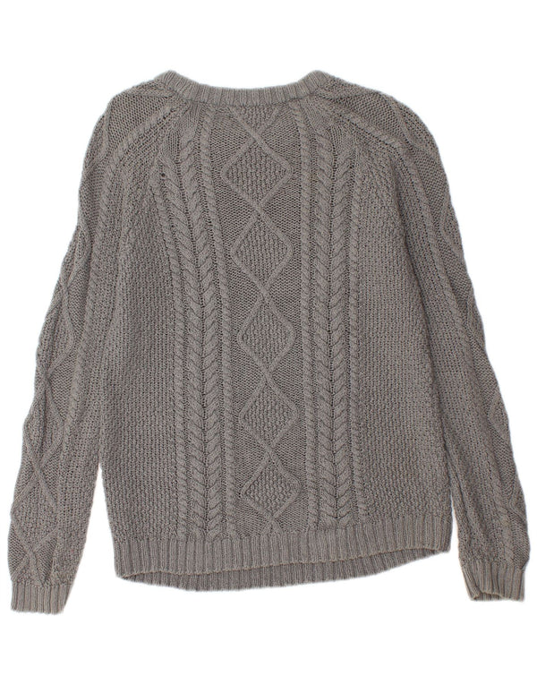 Suéter feminino Zara com gola canoa UK 14 grande cinza