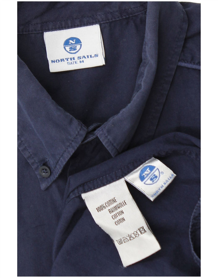 Camisa masculina de manga curta North Sails azul marinho médio algodão