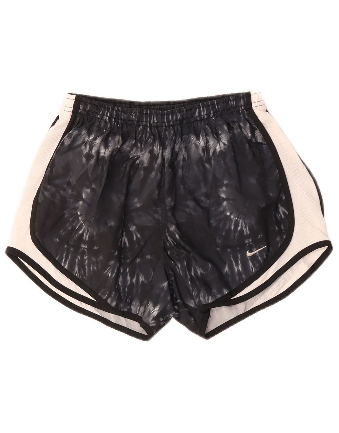 Shorts esportivos femininos Nike Dri Fit UK 8 pequenos pretos tie-dye poliéster