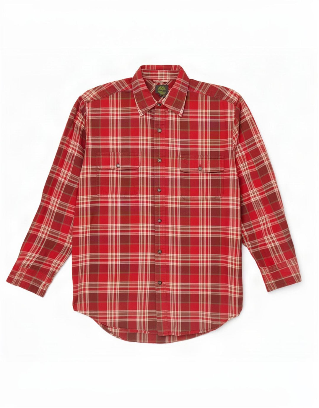 Camisa de flanela feminina Timberland Reino Unido 14 algodão xadrez vermelho médio