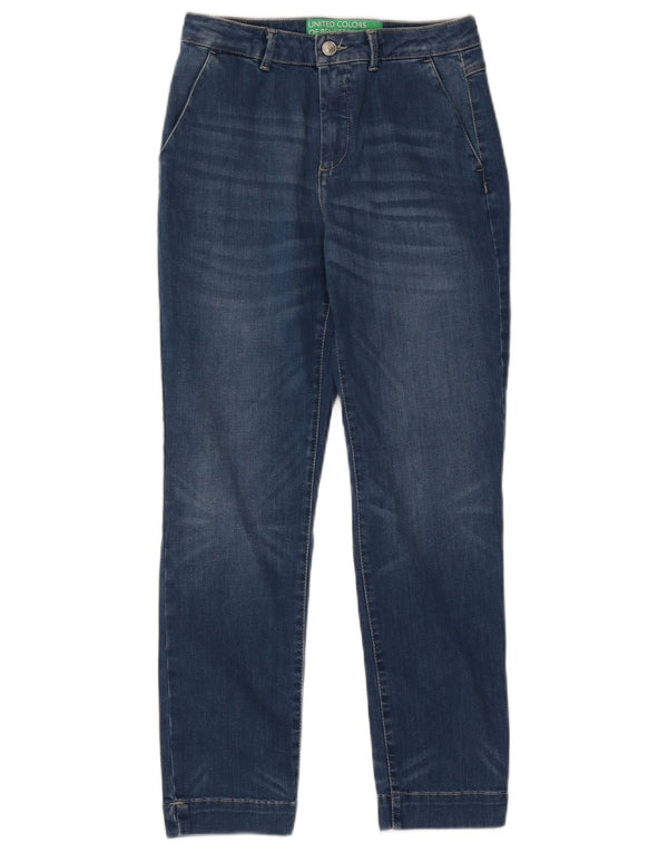 Benetton Jeans Slim Feminino UK 8 Pequeno W26 L27 Azul Algodão