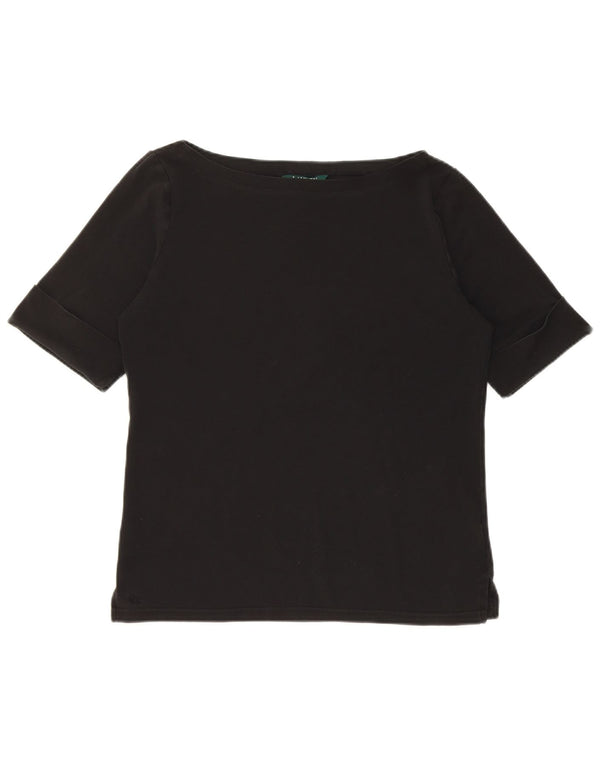 Camiseta feminina Ralph Lauren UK 14 grande algodão preto