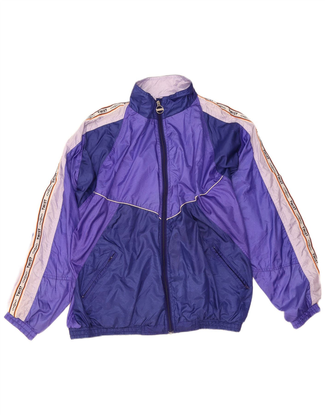 Jaqueta de agasalho gráfico masculino vintage grande bloco colorido roxo