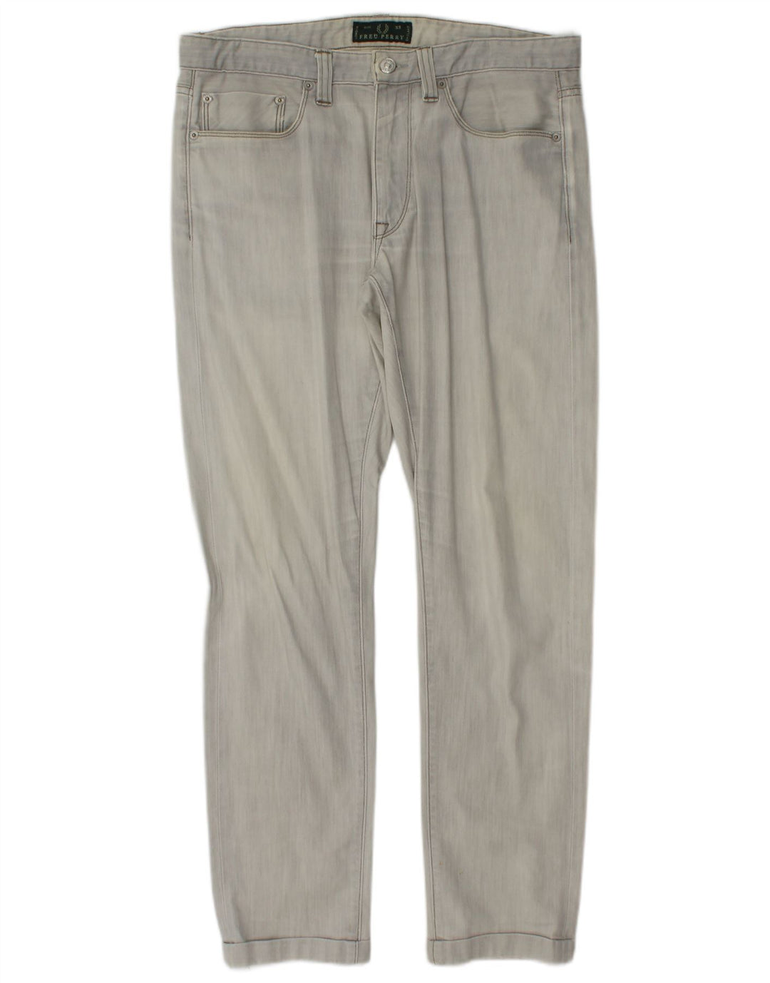 FRED PERRY Mens Jeans Slim W33 L29 Algodão Cinza