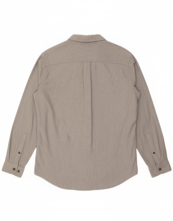 EDDIE BAUER Camisa masculina clássica de ajuste grande algodão espinha de peixe cinza