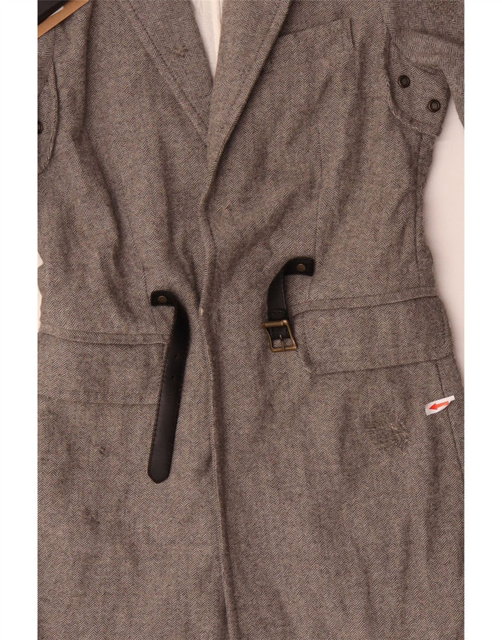 Sobretudo feminino Dsquared2 IT 42 lã espinha de peixe cinza médio
