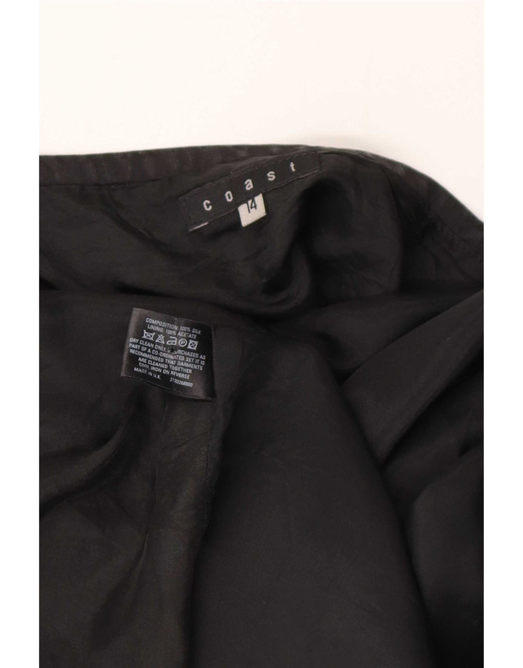 Saia bolha feminina Coast UK 14 grande W32 seda cinza