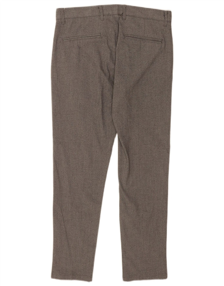 Zara Mens Slim Chino Calças EU 38 Pequeno W30 L27 Poliéster Cinza