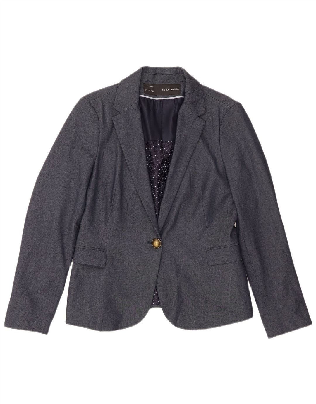 Jaqueta blazer feminina Zara com 1 botão Reino Unido 14 grande azul marinho