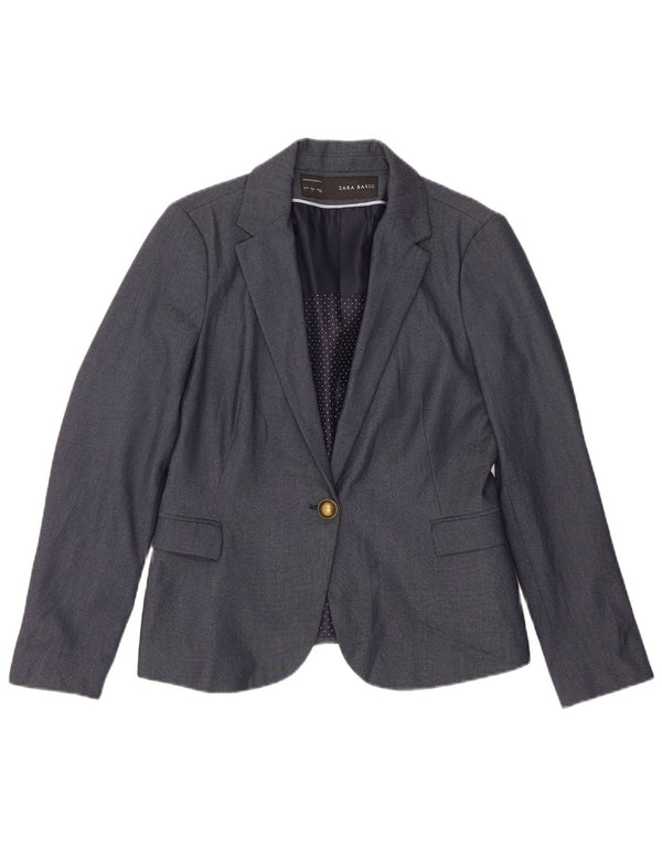 Jaqueta blazer feminina Zara com 1 botão Reino Unido 14 grande azul marinho