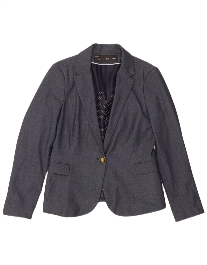 Jaqueta blazer feminina Zara com 1 botão Reino Unido 14 grande azul marinho