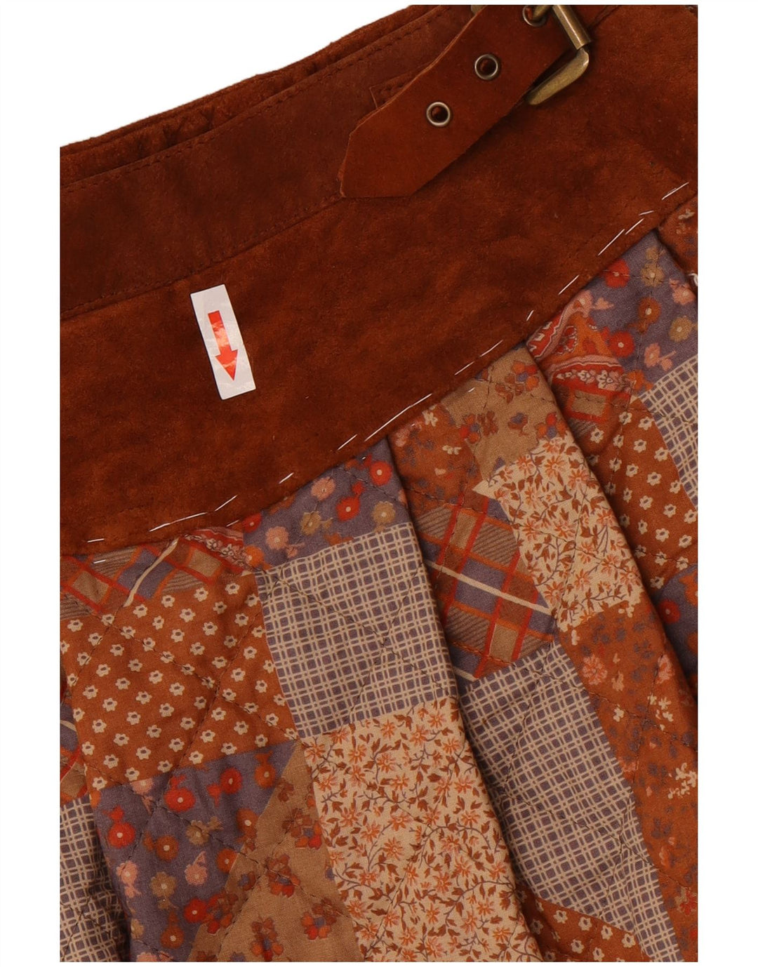 Saia larga feminina Sportmax UK 12 médio W24 marrom patchwork poliéster