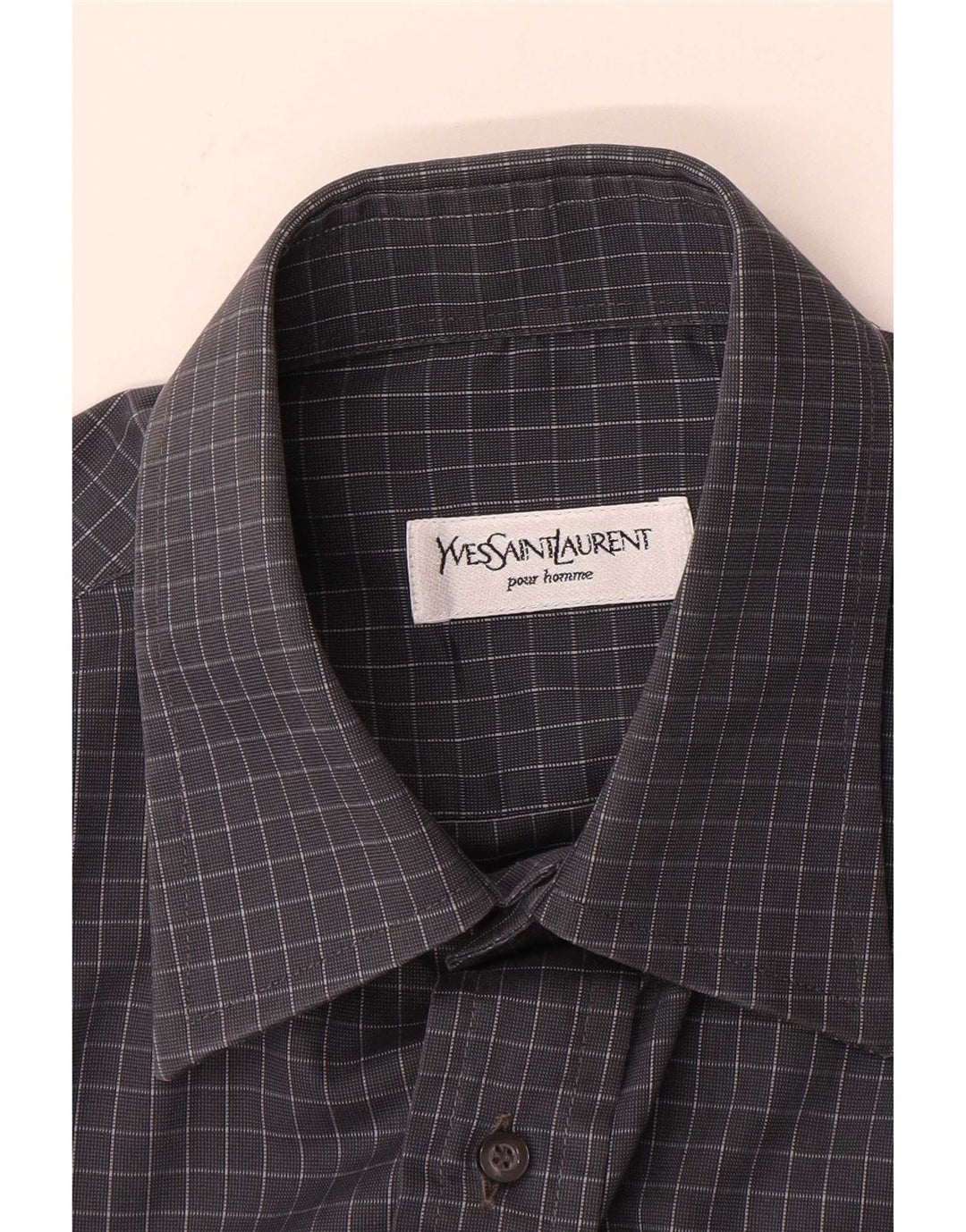 Camisa masculina Yves Saint Laurent tamanho 40 15 3/4 cinza médio guingão