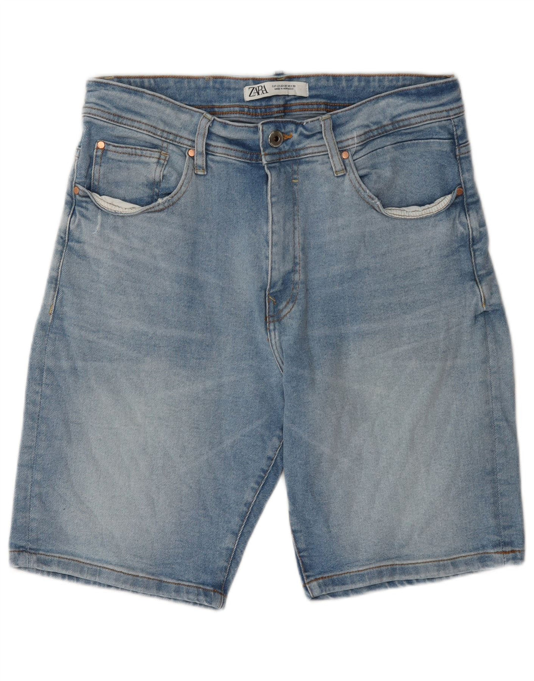 Zara Mens Denim Shorts EU 42 Grande W32 Azul Algodão