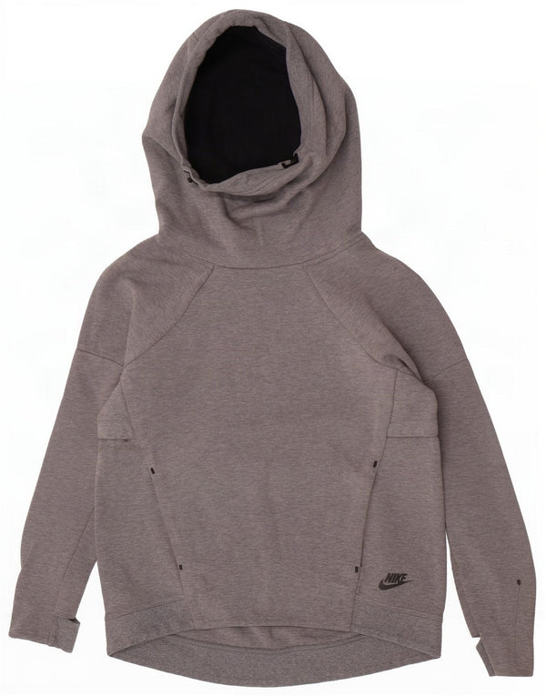 Jumper com capuz feminino Nike UK 10 pequeno algodão manchado cinza