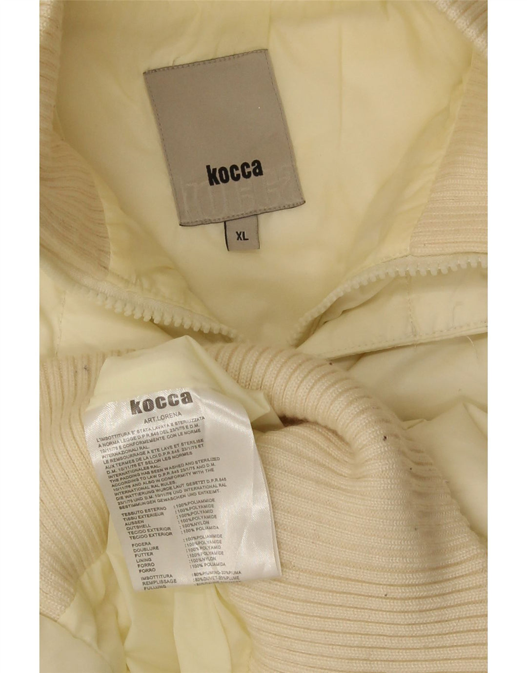 Jaqueta acolchoada com capuz feminina KOCCA UK 18 XL off white poliamida