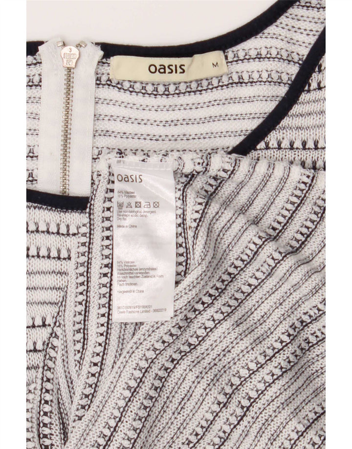 Túnica feminina Oasis manga 3/4 Reino Unido 12 viscose listrada branca média