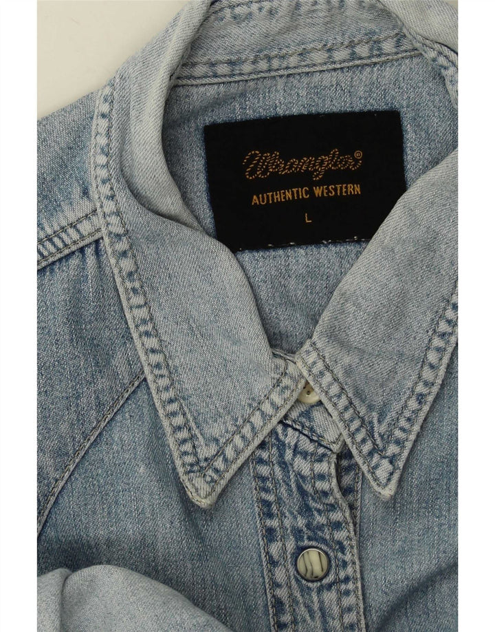 Camisa jeans feminina Wrangler Reino Unido 14 grande azul