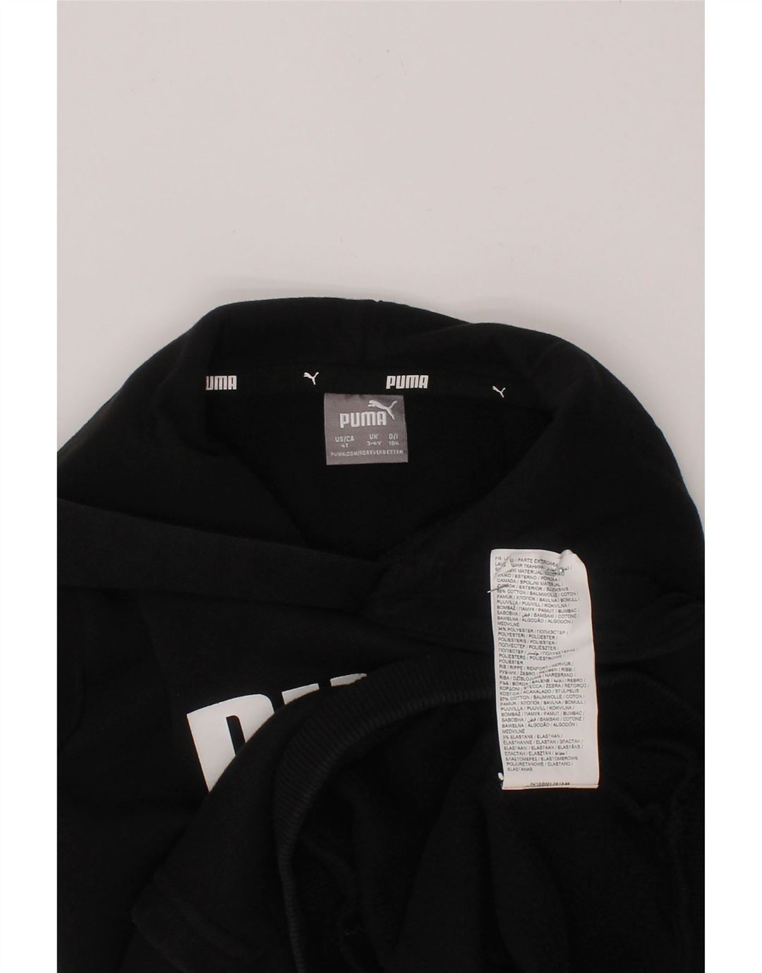PUMA Boys Graphic Hoodie Jumper 3-4 Years Black Cotton Vintage Puma and Second-Hand Puma from Messina Hembry 