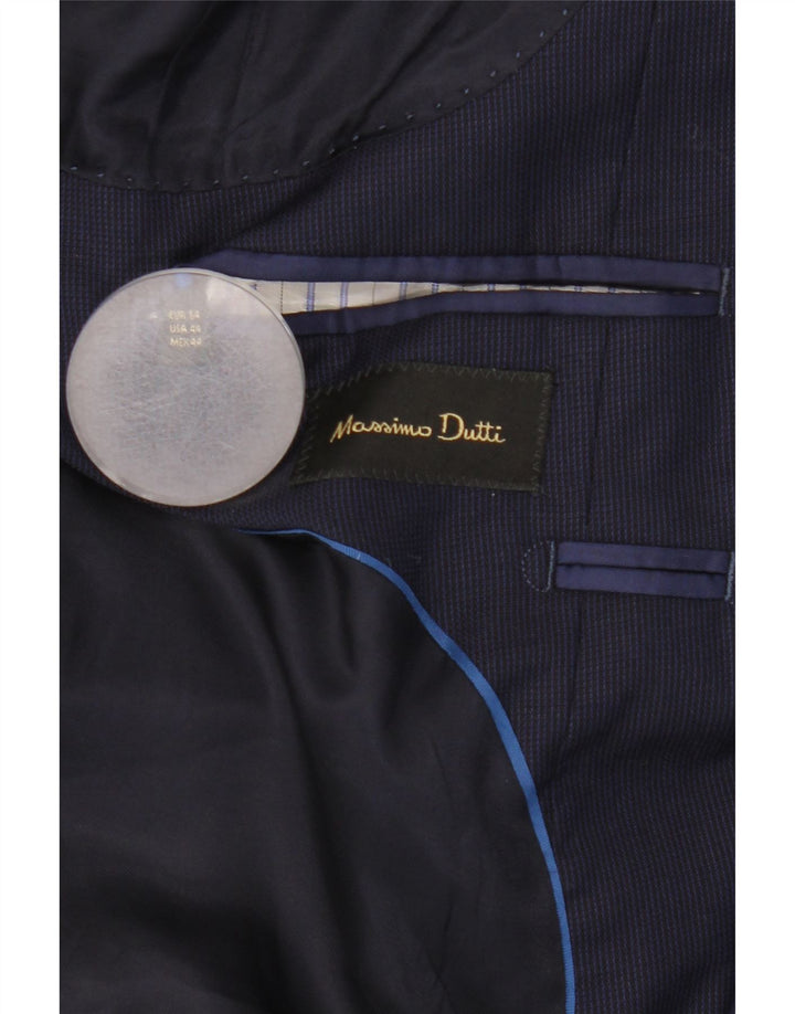 Jaqueta blazer masculina Massimo Dutti com 2 botões EU 54 XL azul marinho lã