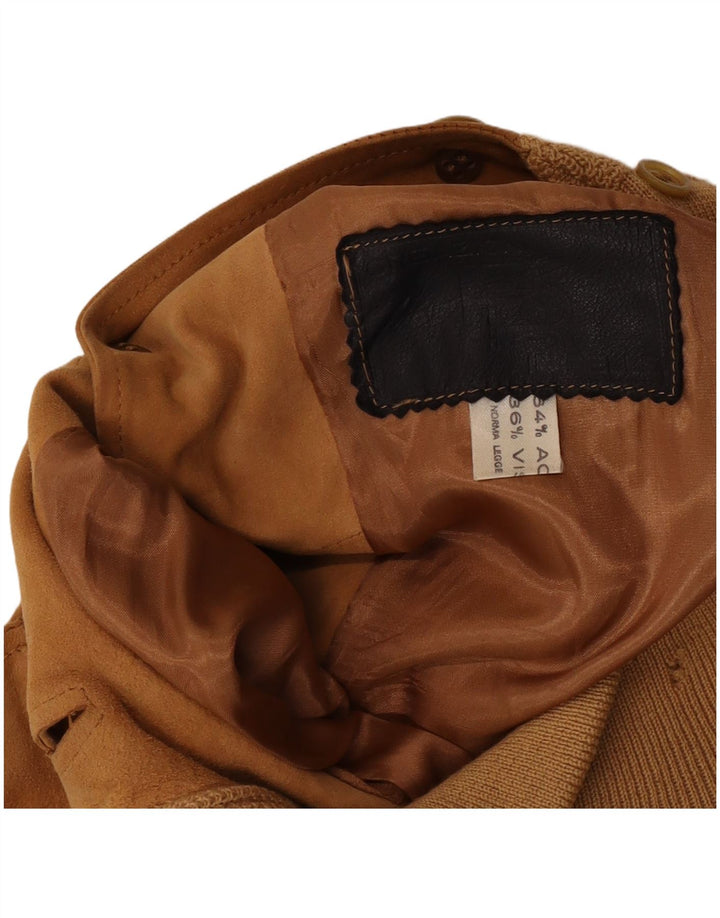Jaqueta bomber masculina vintage de camurça Reino Unido 36 couro marrom pequeno