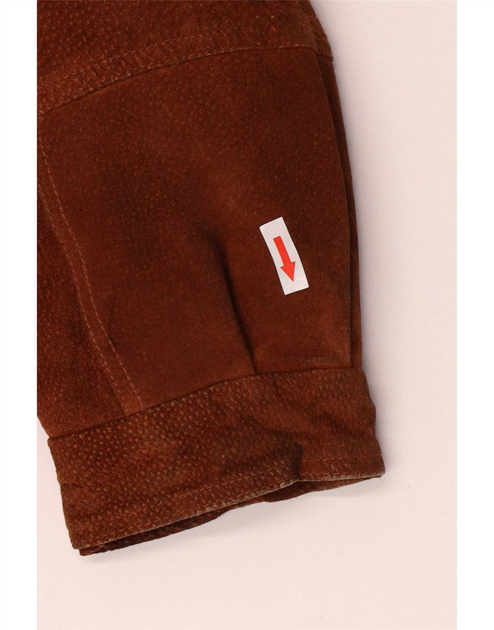 Jaqueta Parka feminina vintage de camurça com capuz grande IT 46 marrom grande