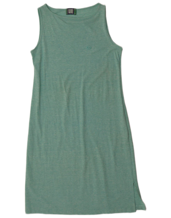 Camiseta feminina Sergio Tacchini vestido IT 46 grande turquesa manchada