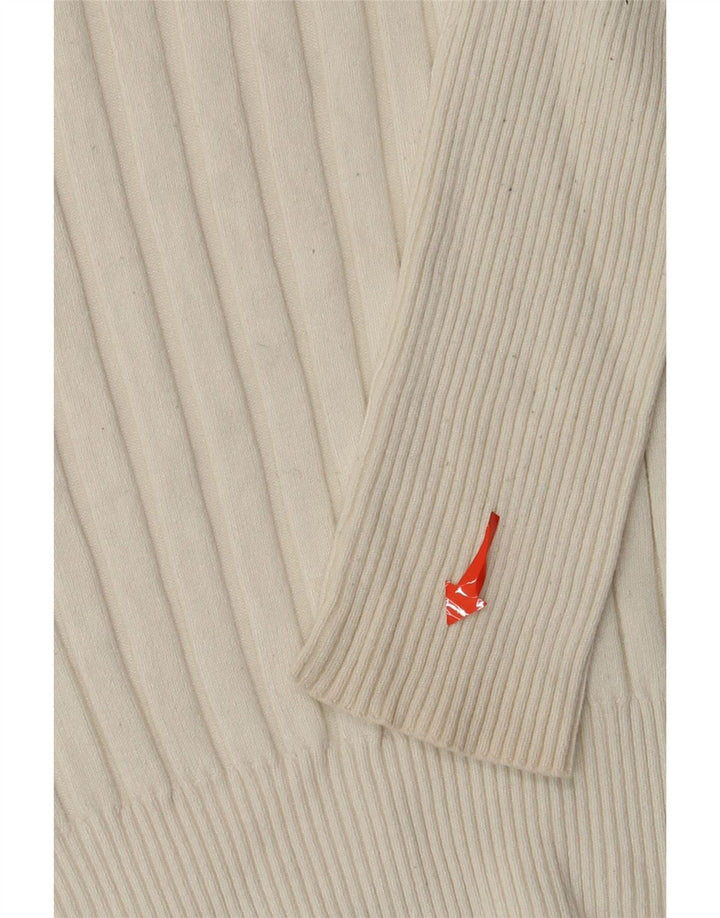 Zara Suéter feminino cropped com gola redonda Reino Unido 14 grande viscose off white