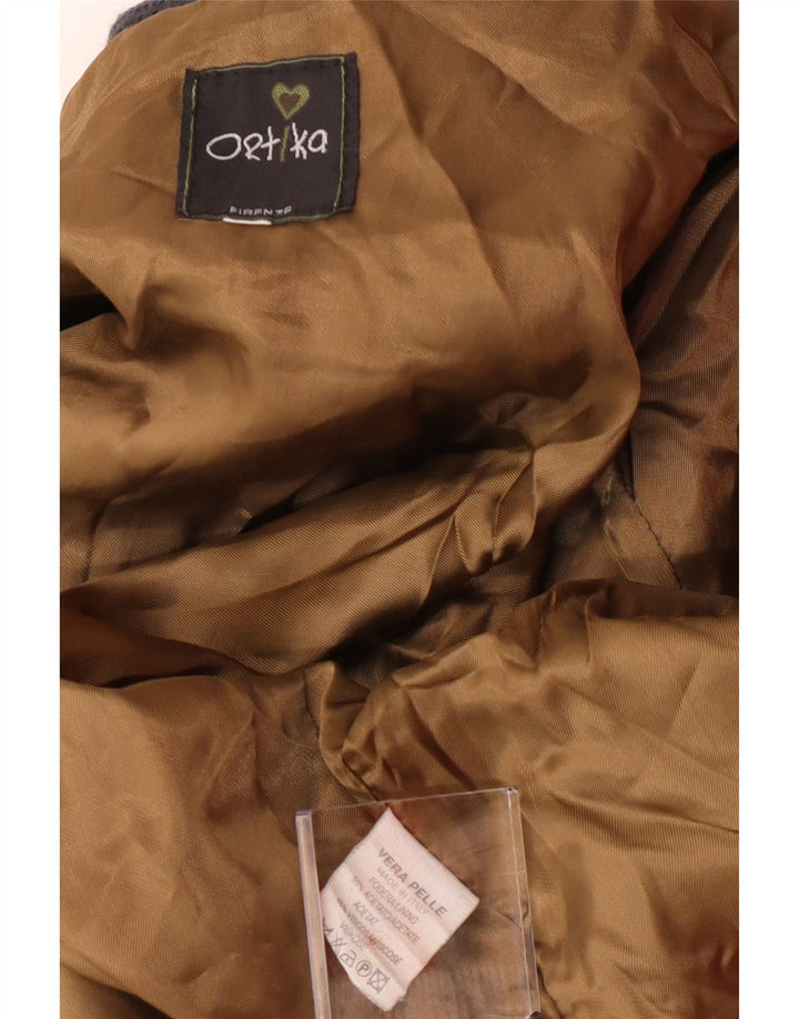 Vintage Mens Leather Bomber Jacket UK 36 Small Grey Leather