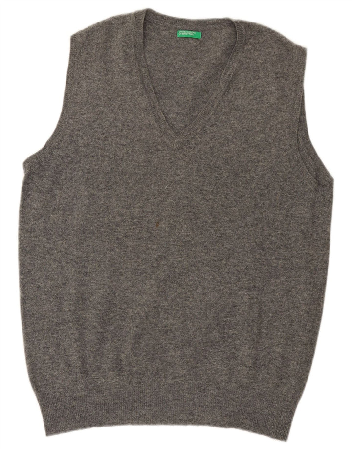 Benetton Mens Vest Tank Top Cinza Médio