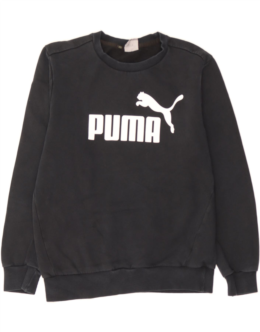 PUMA Mens Graphic Sweatshirt Jumper Small Navy Blue Cotton Vintage Puma and Second-Hand Puma from Messina Hembry 