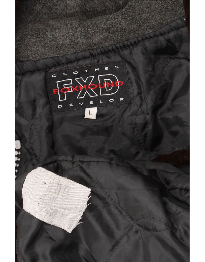 Jaqueta bomber masculina com capuz Foxhound UK 40 grande poliéster colorblock marrom