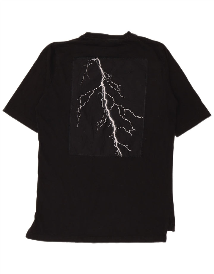 Diesel Camiseta masculina gráfica Top pequeno algodão preto