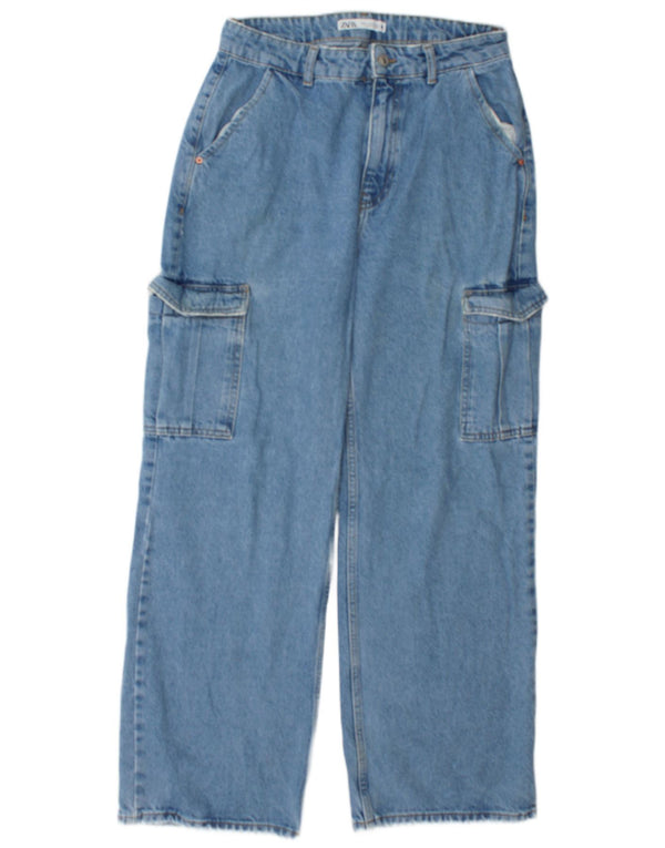 Zara Womens Cargo Loose Jeans EU 40 Médio W30 L30 Azul Algodão
