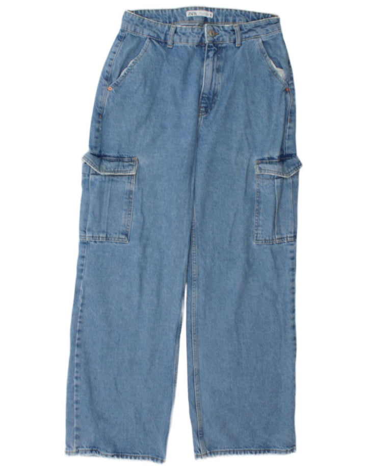 Zara Womens Cargo Loose Jeans EU 40 Médio W30 L30 Azul Algodão