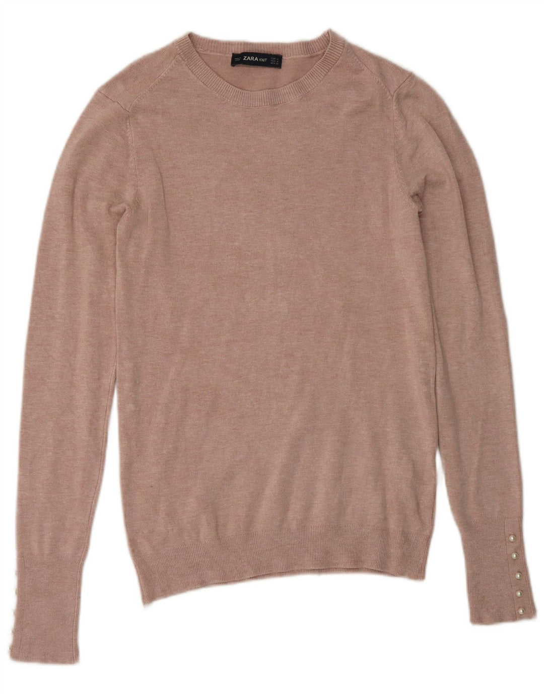 Suéter feminino Zara com gola canoa UK 12 viscose rosa médio