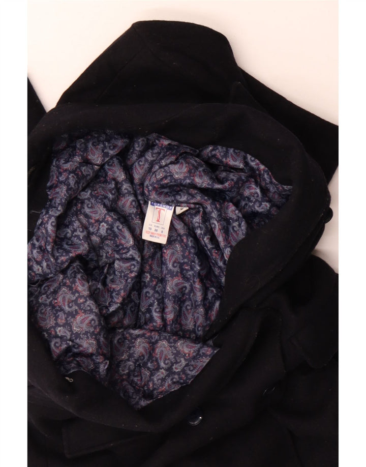 Casaco feminino Topshop com peito duplo Reino Unido 10 lã azul marinho pequeno