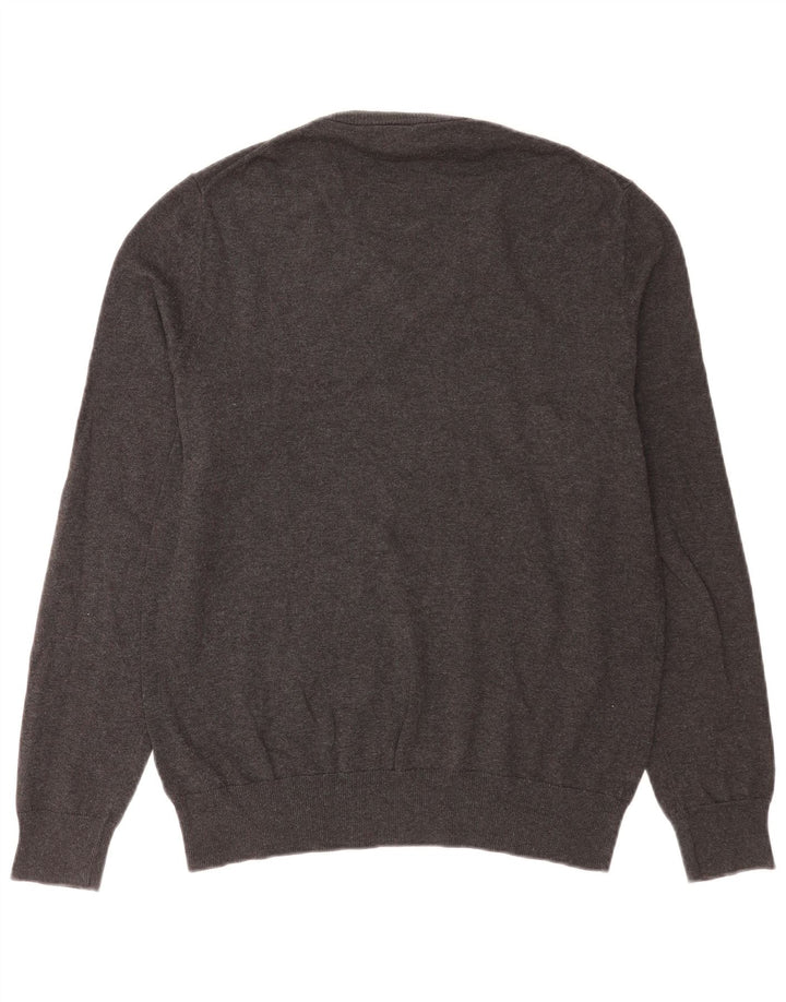 Suéter masculino Marks & Spencer com decote em V, algodão cinza médio