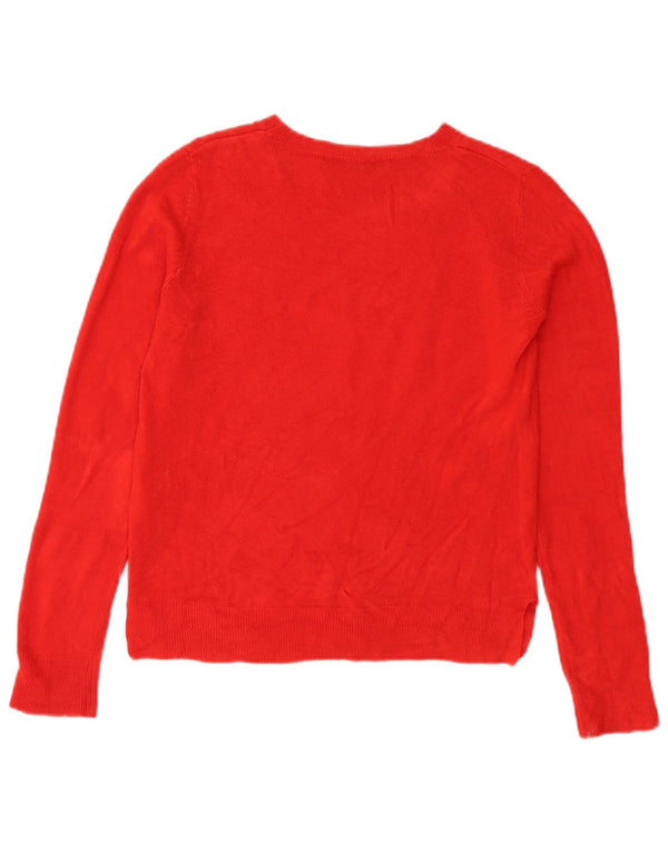 Suéter feminino Marks & Spencer com gola canoa e acrílico vermelho pequeno Reino Unido 10