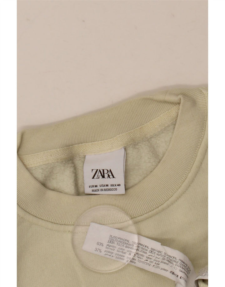 Moletom Zara masculino gráfico solto ajuste jumper médio bege algodão