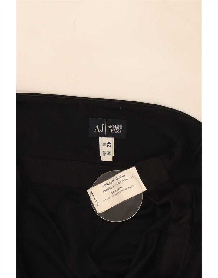 Top túnica assimétrica feminina sem mangas Armani Jeans Reino Unido 12 seda preta média