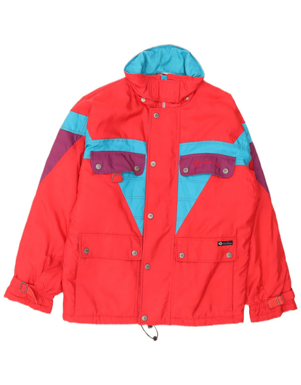 Jaqueta de esqui masculina Sergio Tacchini poliéster colorblock vermelho médio