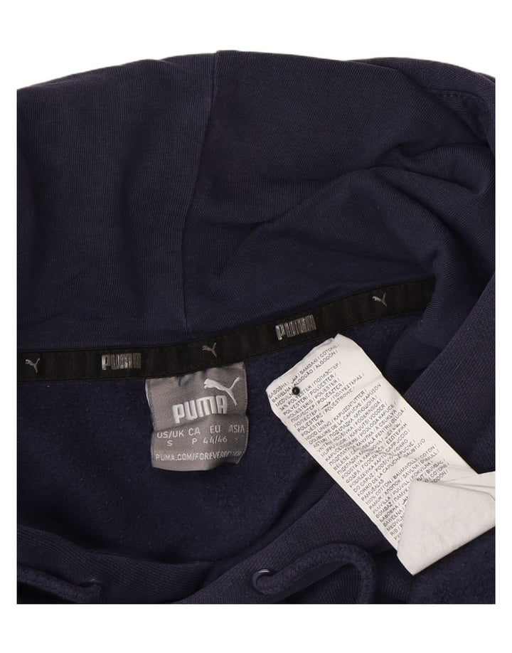 PUMA Mens Graphic Hoodie Jumper Small Navy Blue Cotton Vintage Puma and Second-Hand Puma from Messina Hembry 