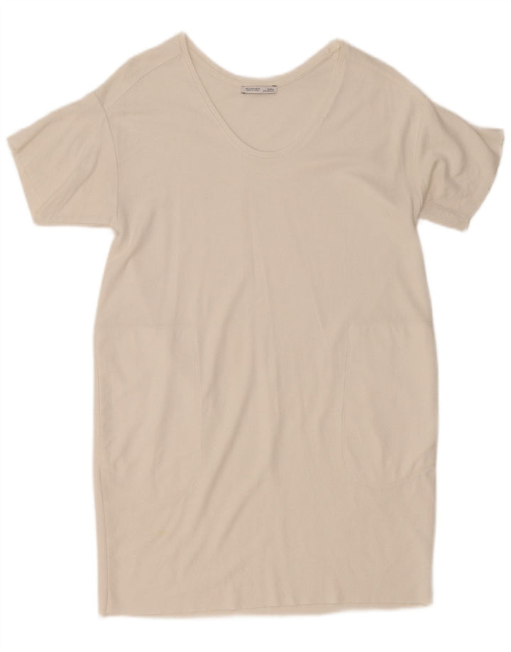 Vestido camiseta feminino grande Zara Reino Unido 10 pequeno branco
