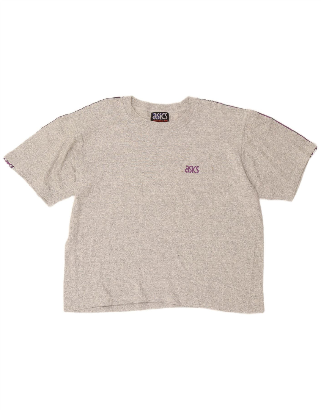 Camiseta feminina ASICS com estampa oversized UK 16 grande algodão manchado cinza