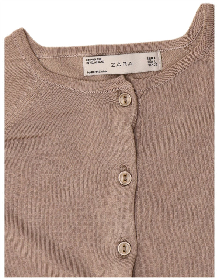 Suéter cardigã feminino Zara Reino Unido 14 grande viscose cinza
